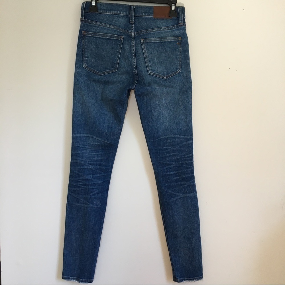 Madewell 9" High Riser Rip and Repair Medium indigo wash Skinny Jeans - Picture 3 of 15